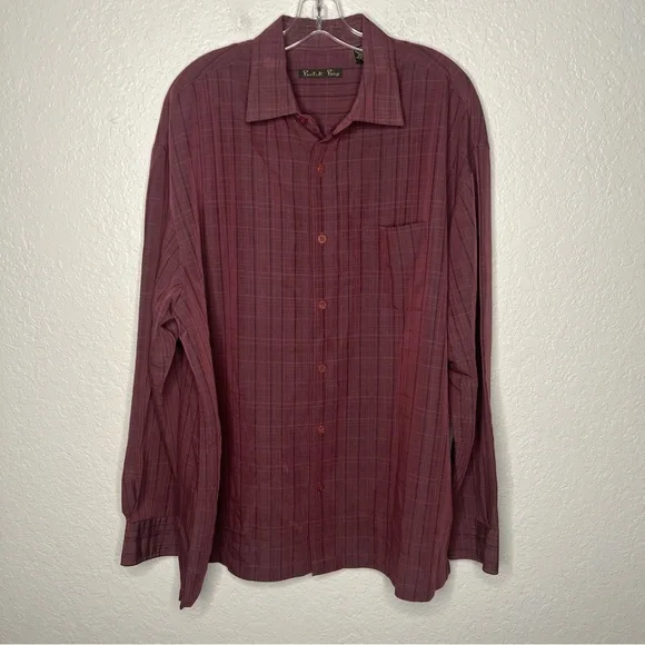 Batik Bay Shirt, Men's Size XL, Red, Button Up Long Sleeve Dress Shirt Plaid. - Picture 1 of 7